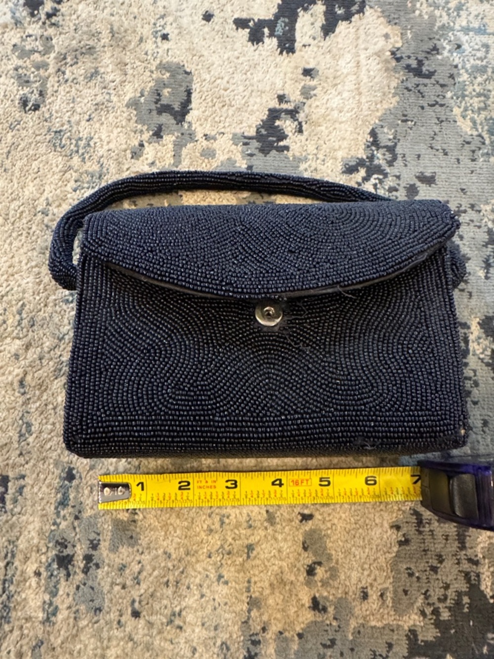 Vintage Beaded Evening Clutch Handbag - Black